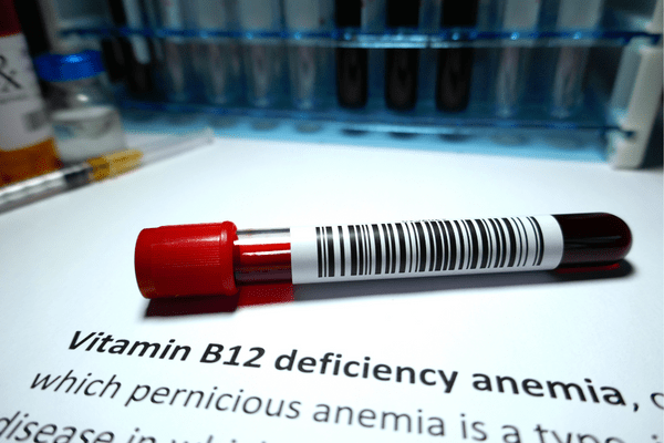 vitamin B12 deficiency and vial of blood