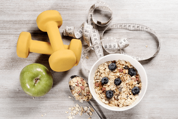 foods, weights and a tape measure