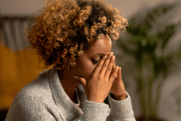 a woman who appears depressed.