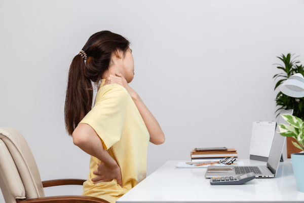 A woman with neck pain