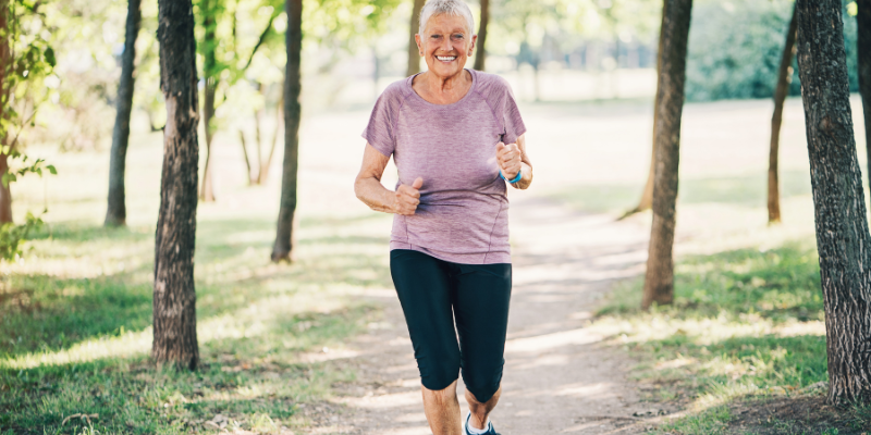 older woman running while thinking Does Metformin Help With Anti-Aging